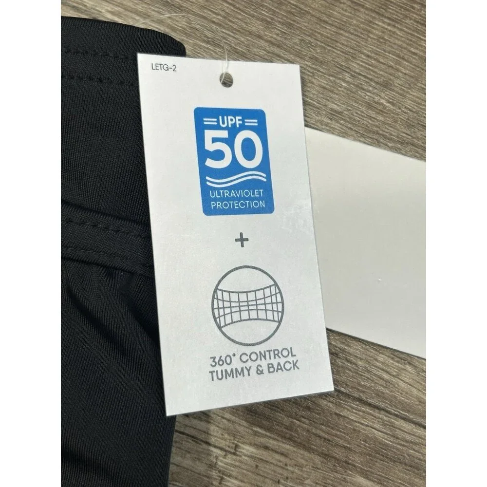 Lands' End NEW Size 3X/ 24W-26W Skort Swim Mini Skirt Black Tummy Control UPF50